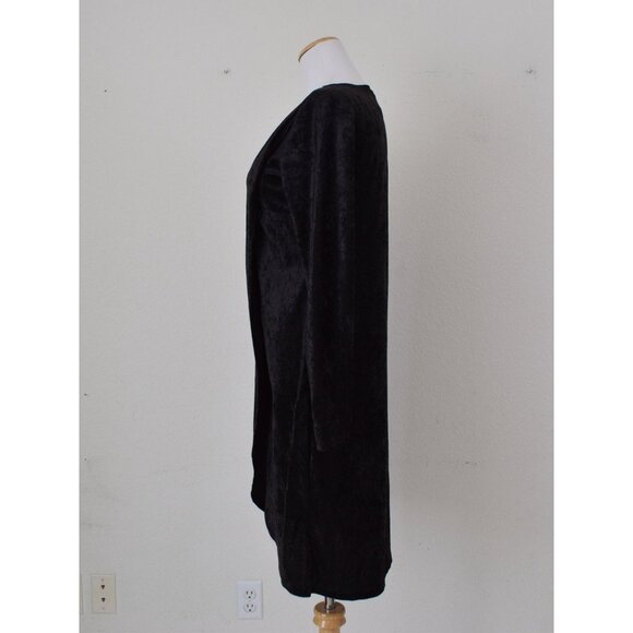 Vintage 90s Black Velvety Dress by Curations size M - Picture 2 of 9